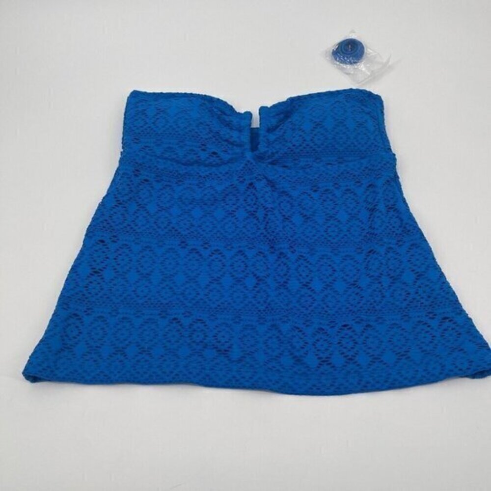 Stylus Womens Tank Top Small Blue Strapless Sleeveless Lace Crochet Casual New